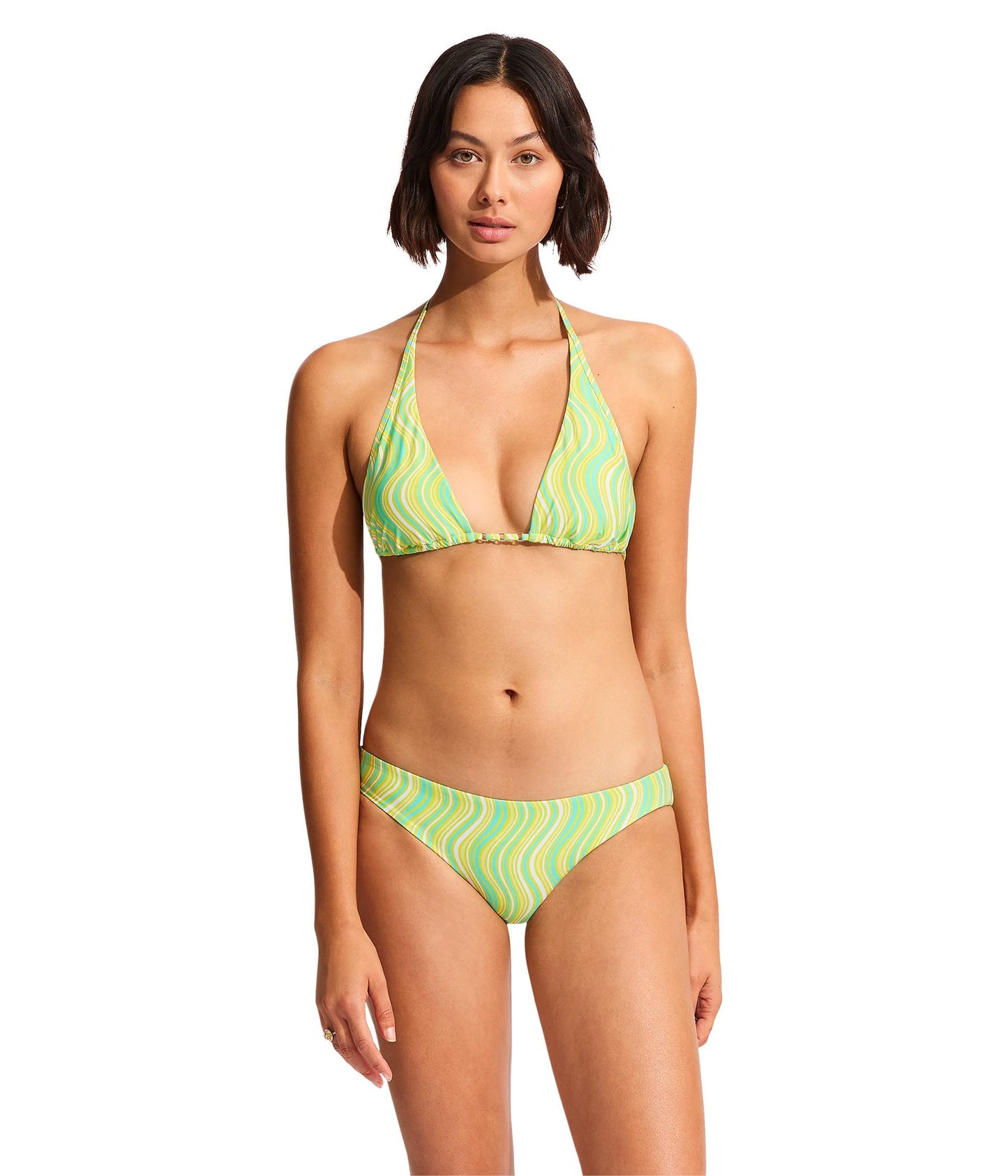 Seafolly Womens Hipster Full Coverage Bikini Bottom Swimsuit Mod Squad Lime Burst 10