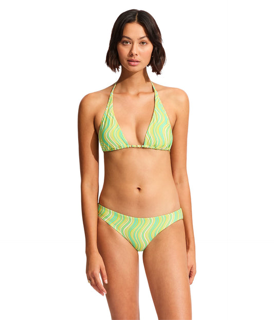 Seafolly Womens Hipster Full Coverage Bikini Bottom Swimsuit Mod Squad Lime Burst 10